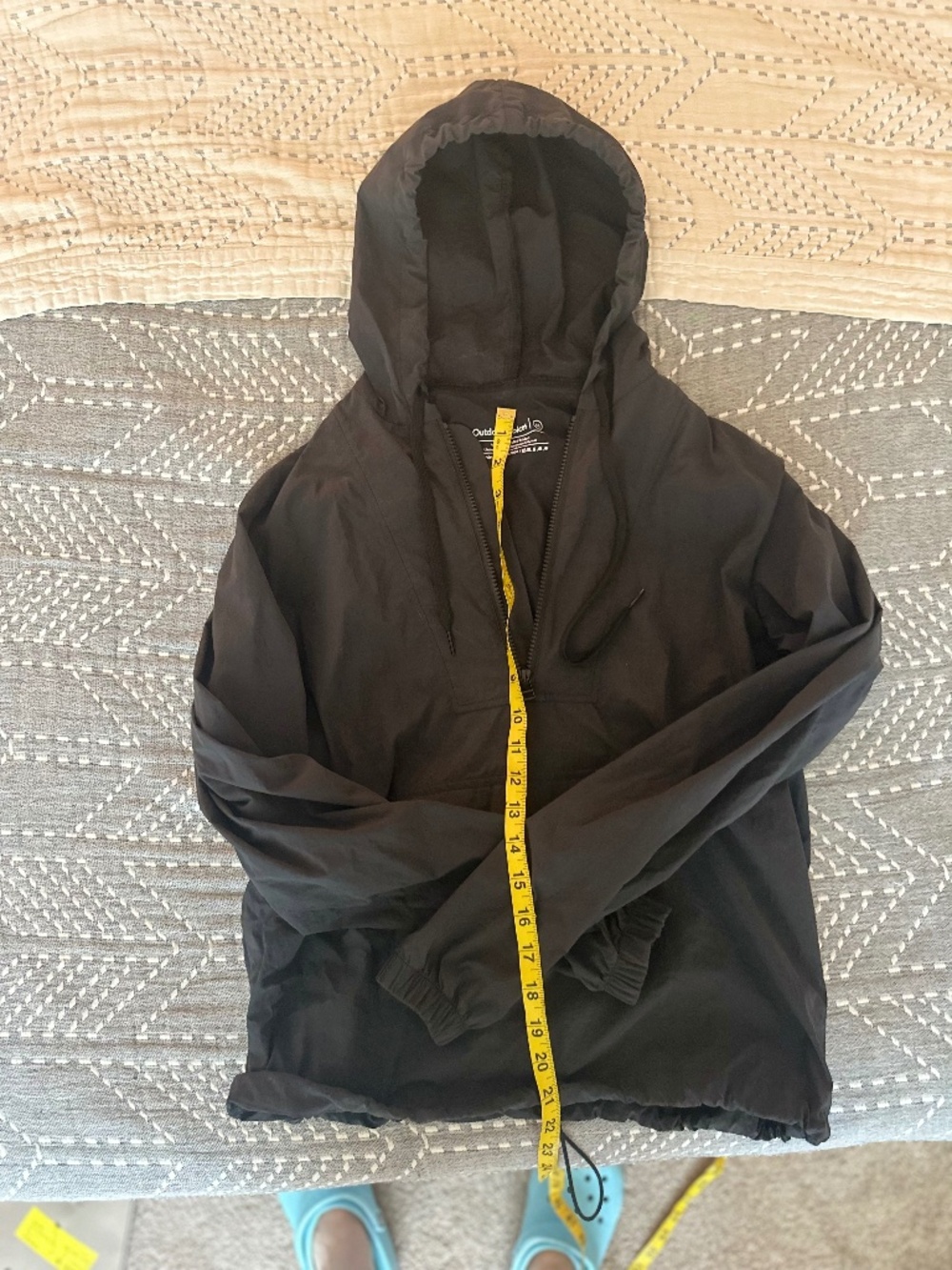 Outdoor Voices Nylon Quarter Zip Hooded Jacket Black XS